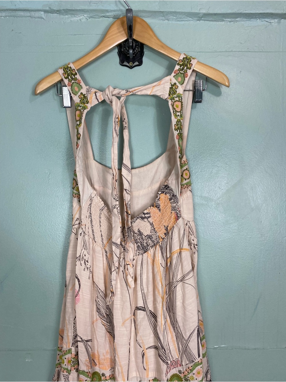 Anthropologie Square Neck Floral Embroidered Beaded Maxi Dress XL Sundress - Picture 8 of 11